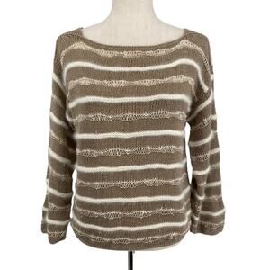Vintage Naturelle George Georgiou L Linen Blend Knit Lightweight Sweater Striped
